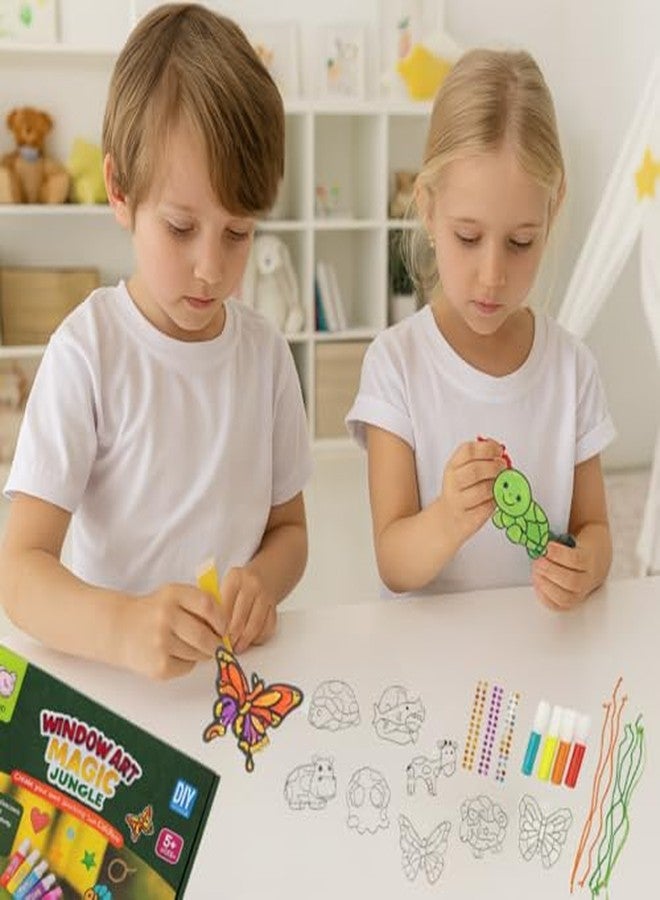 ستوريو مجموعة ستوريو الفنية للنوافذ - مجموعة الغابة السحرية | مجموعة أدوات صنع زينة على شكل حيوانات مع ألوان زجاجية وأحجار كريمة للزينة | مجموعة فنية وحرفية - Image 3